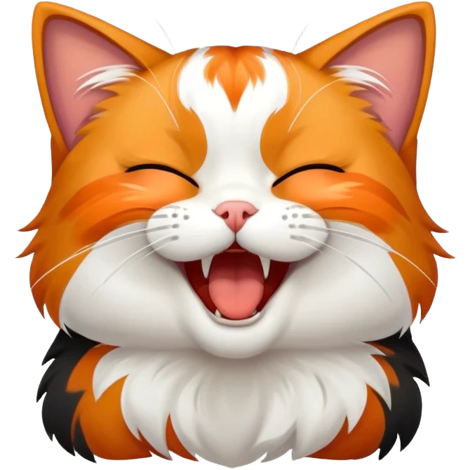 sleepy calico cat yawning emoji