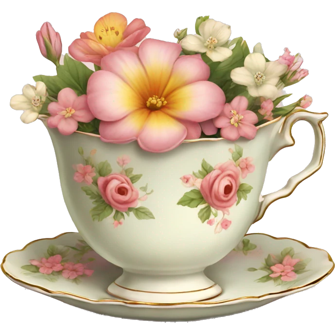 Vintage teacup with flowers print emoji