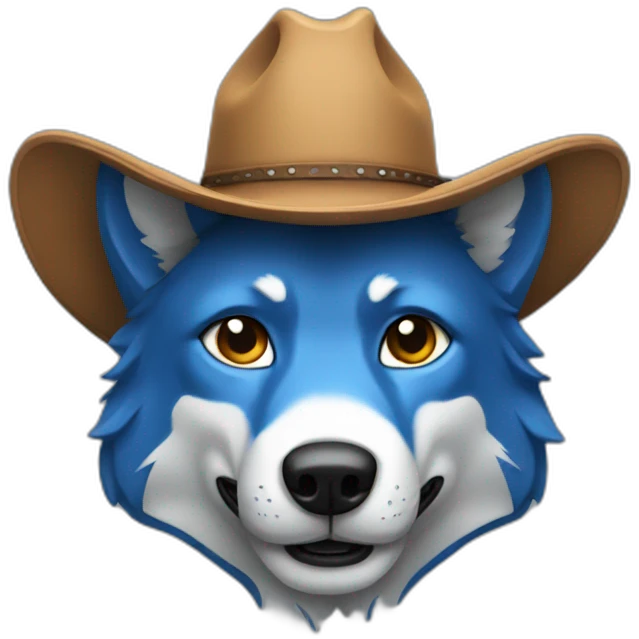 blue wolf with a cowboy hat emoji