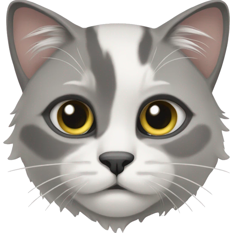 White and grey mancoon cat emoji