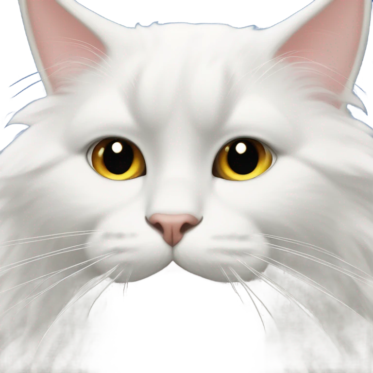 Fluffy black cat white triangle in nose and under chin emoji