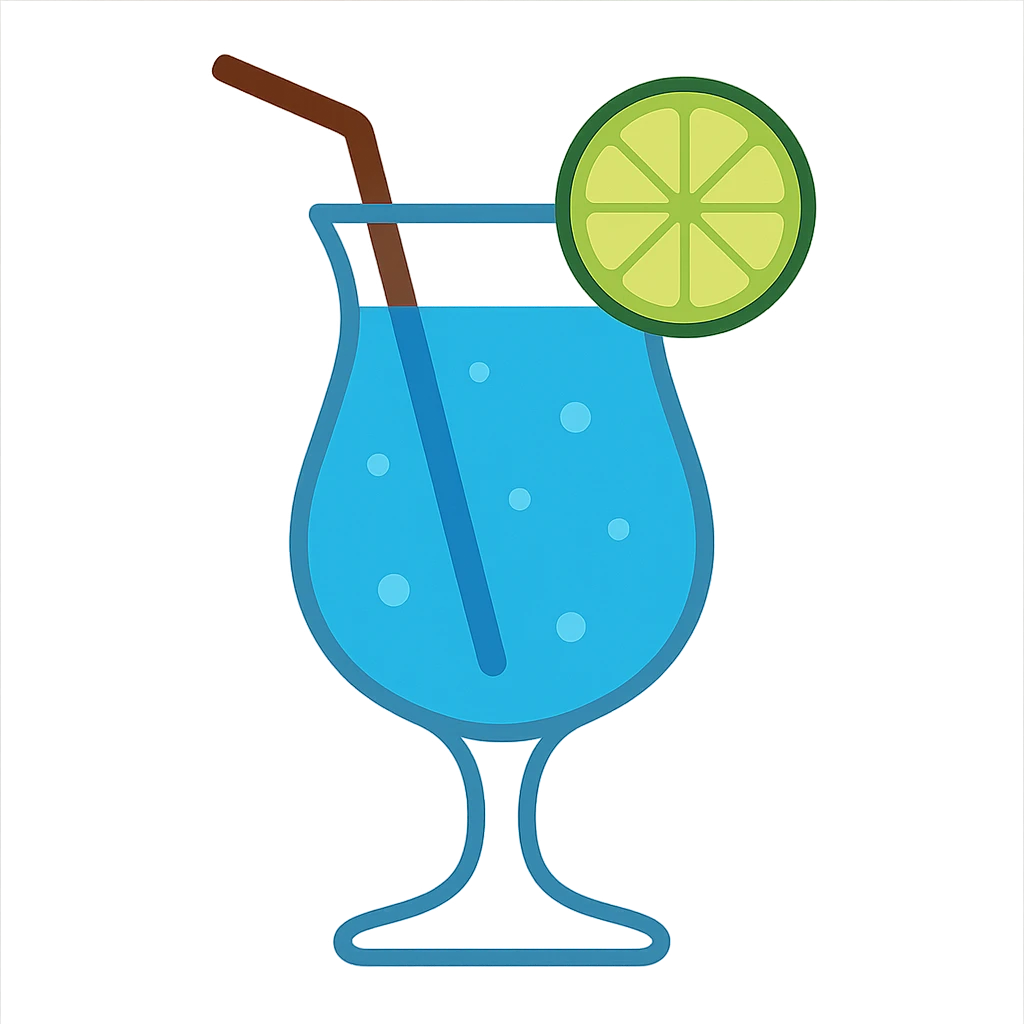 blue curaçao tropical cocktail, flat vector emoji
