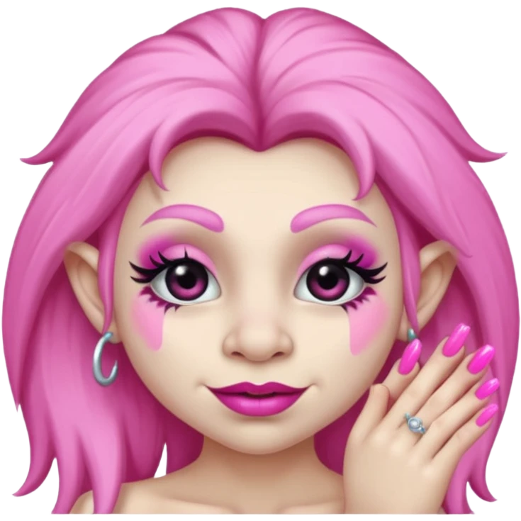 🧌 this but with pink lipstick and pink nails and eyelashes emoji