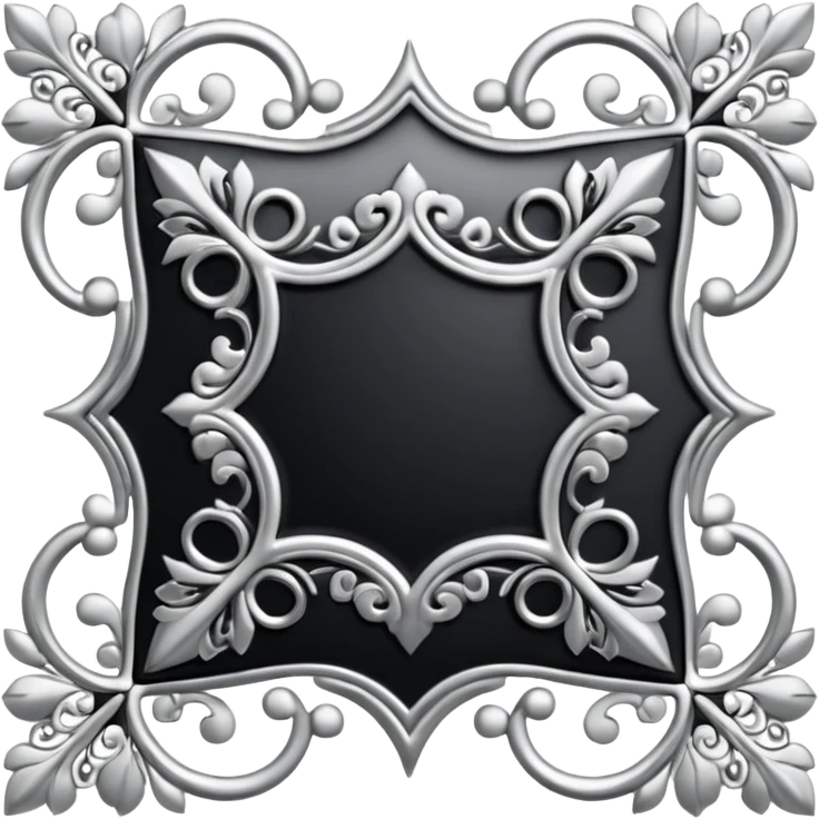 Black and silver filigree page corner, 3D, extremely detailed design emoji