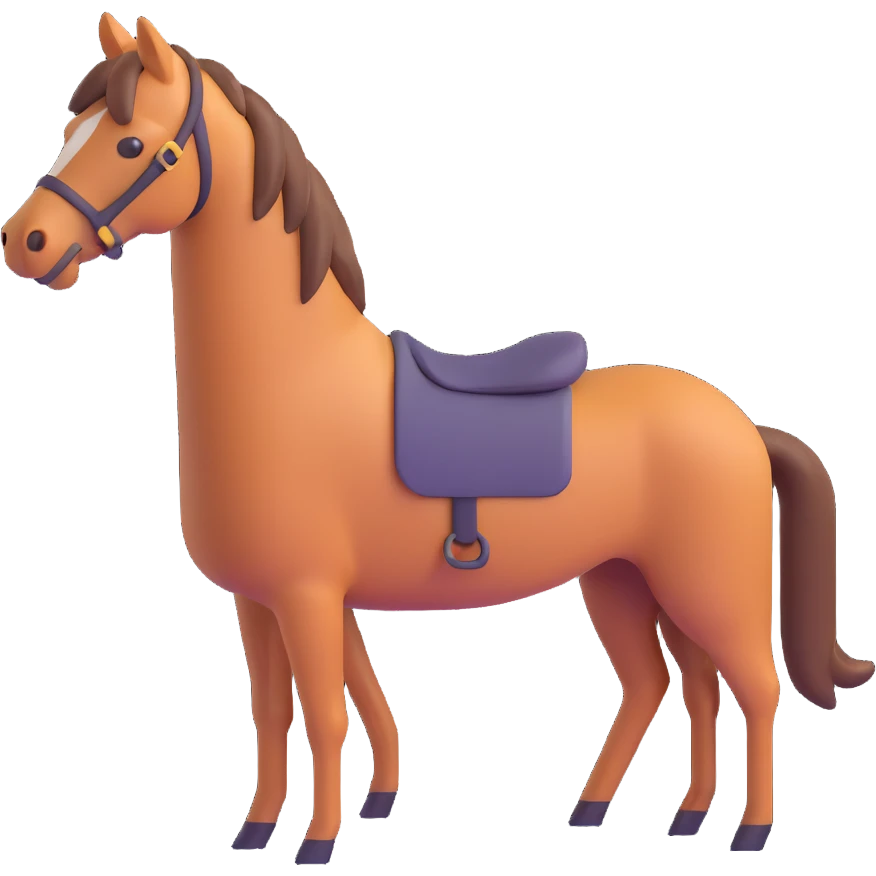 horse standing, isometric, emoji style, facing right emoji