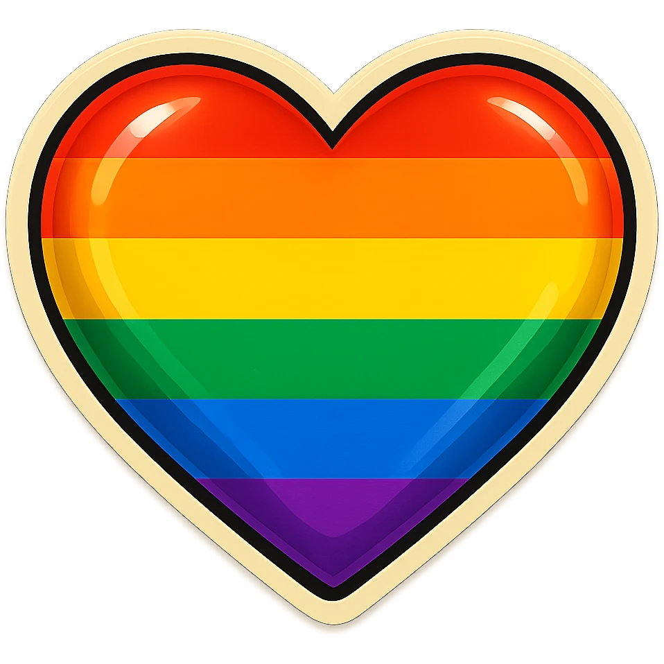 rainbow pride heart, bold colors, glossy look, no text emoji