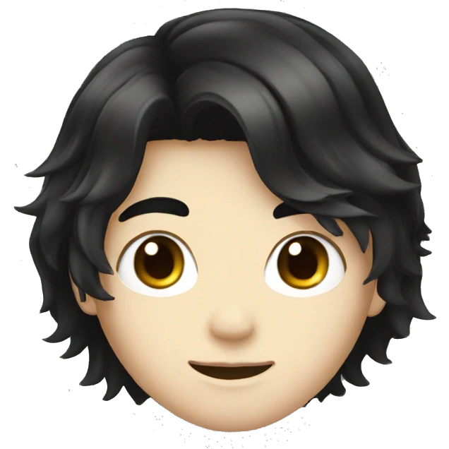 long black hair cute boy white skin emoji