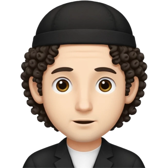 jewish jew man's face, wearing a tiny black kippah and 2 curly hair strands near the ears, only face, no body emoji