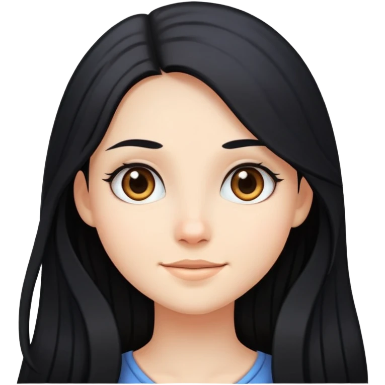 black long hair girl smile emoji