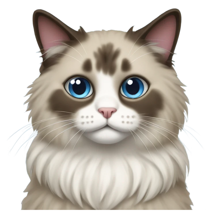 Ragdoll cat wearing a bean emoji