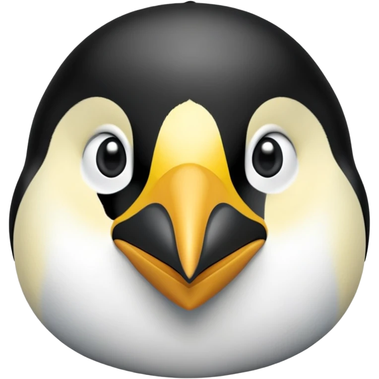 cinematic-adult-emperor-penguin-portrait-emoji,-head-tilted-playfully-and-inquisitively,-with-glossy,-pristine-plumage,-sparkling-eyes-filled-with-curiosity,-simplified-yet-irresistibly-adorable-features, black, large black eyes face emoji