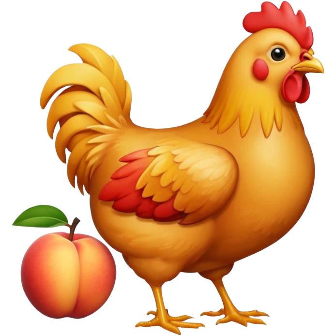chicken eating peach emoji