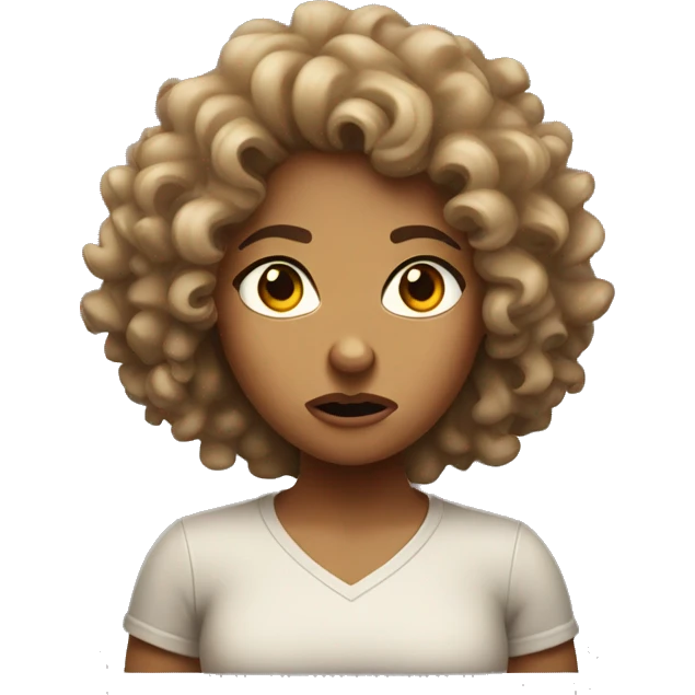 Angry curly haired tan girl emoji