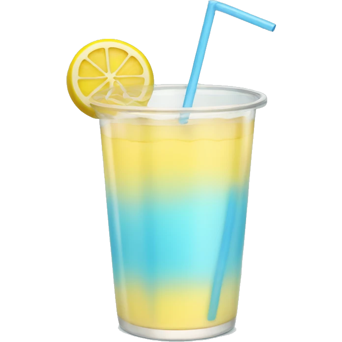 light yellow drink in clear cup with light blue straw emoji