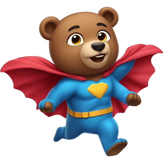 cute superhero bear flying emoji