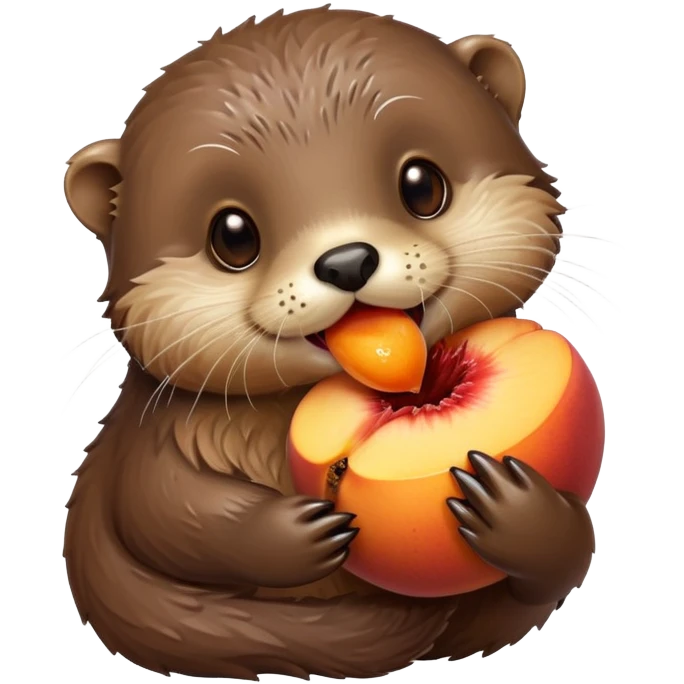 Otter licking a peach emoji