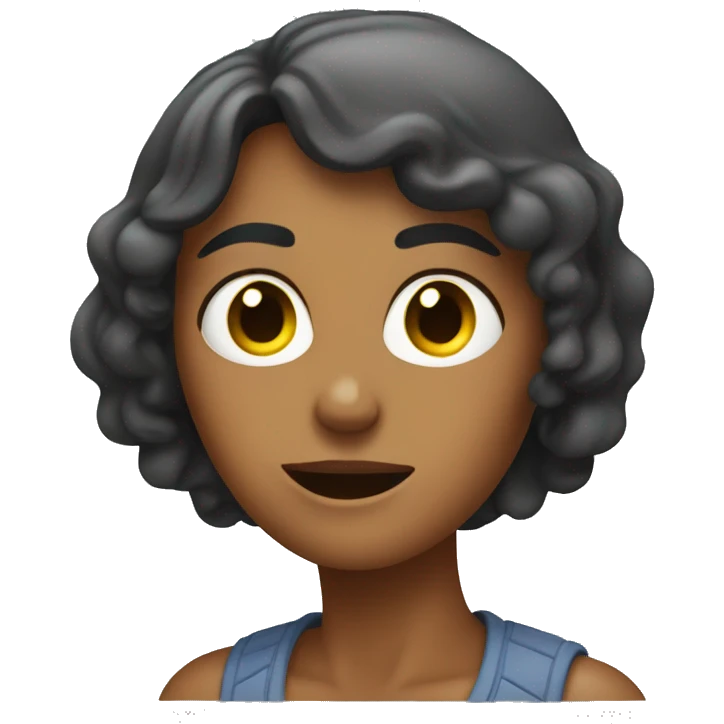 a sweaty woman who points back with her thumb emoji