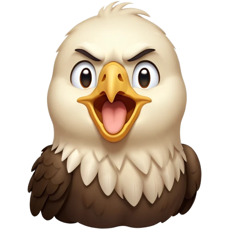 cinematic-cute-yawning-american-eagle-portrait-emoji,-head-tilted-slightly-with-a-dramatic,-wide-open-yawn,-showcasing-a-stately-form-with-gently-drooping-feathers-and-sleepy,-half-closed-eyes,-simplified-yet-irresistibly-adorable-features emoji