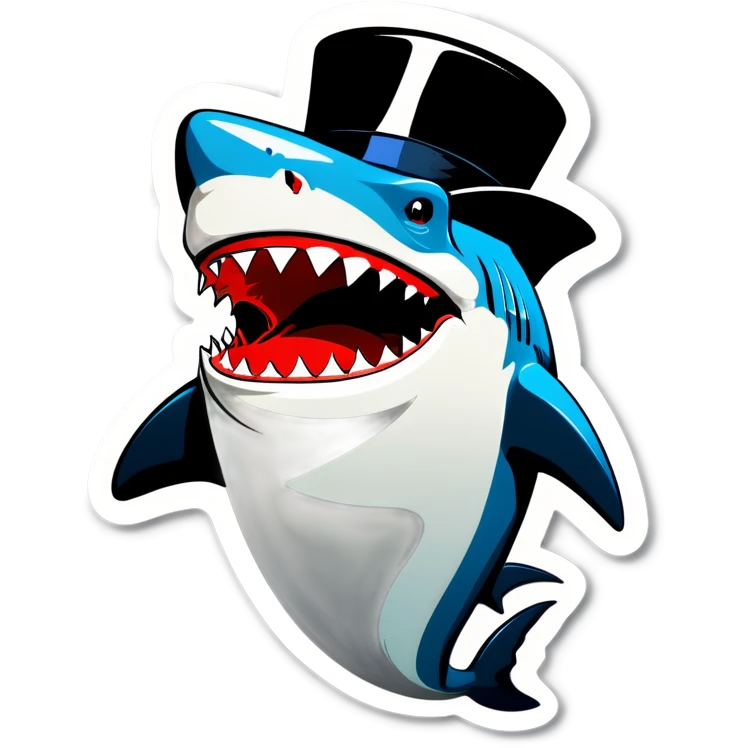 Shark with a top hat emoji