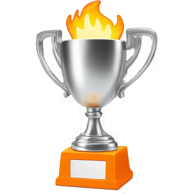 A fire-shaped trophy with a screaming face in orange, yellow and white. emoji