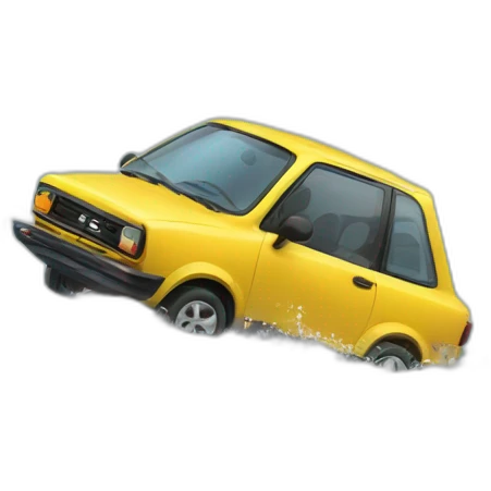 A small car surfing a big wave emoji
