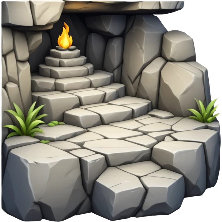 generate realistic detailed cave patform in 3d style view up emoji
