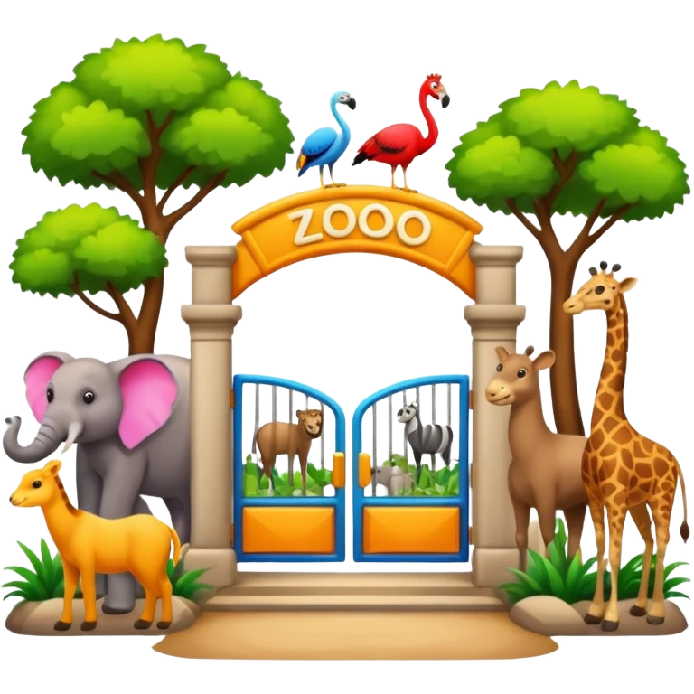 entrada de un zoo y que vean animales  sin ninguna persona  emoji