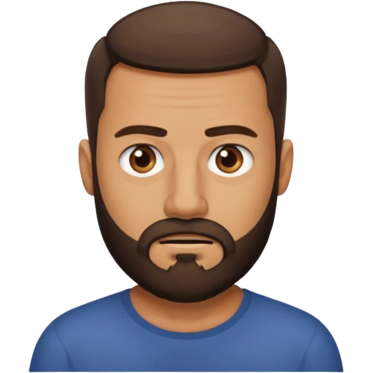 man, short hair, brown eyes, full beard, disgusted emoji