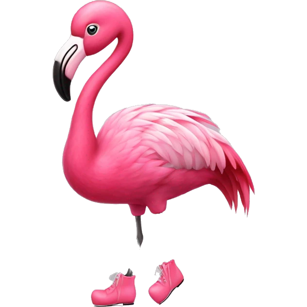 pink flamingo wearing tap dance shoes emoji