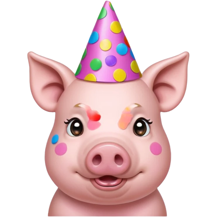 Party Pig – small pig with cone party hat and confetti emoji