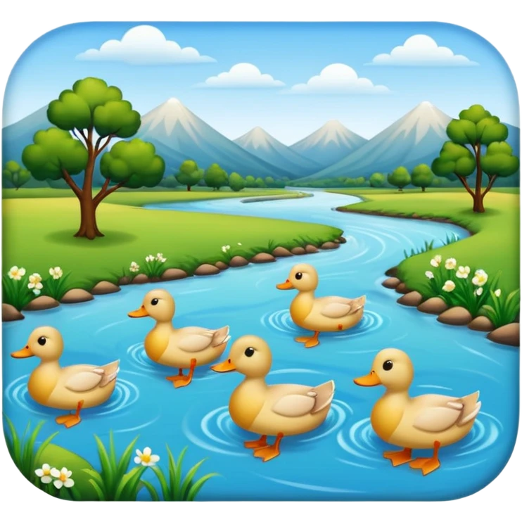River with ducks without mountains emoji