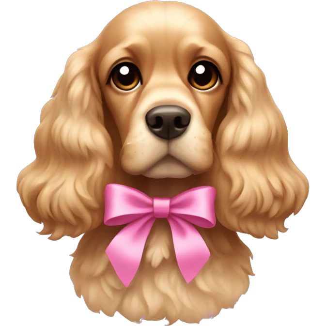cocker spaniel with a pink bow around its neck  emoji