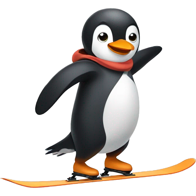 Penguin skiing emoji
