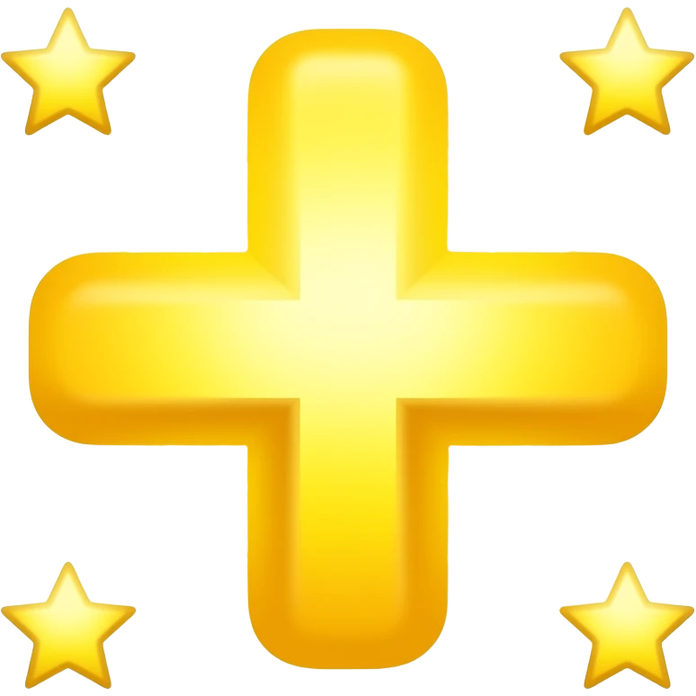 cruz sagrada cor amarelo CMYK com brilho e estrelas emoji