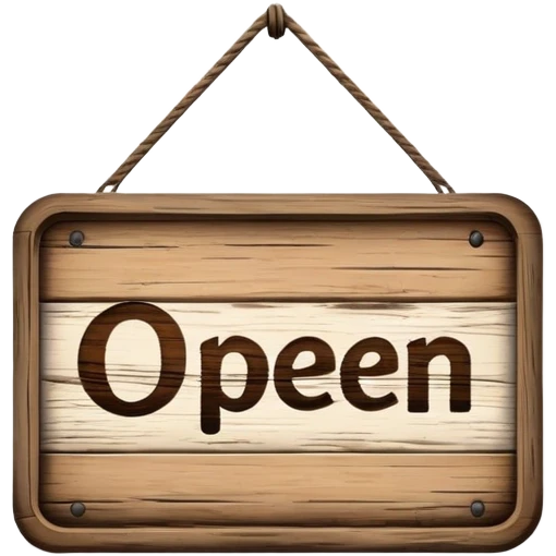 wooden open sign emoji