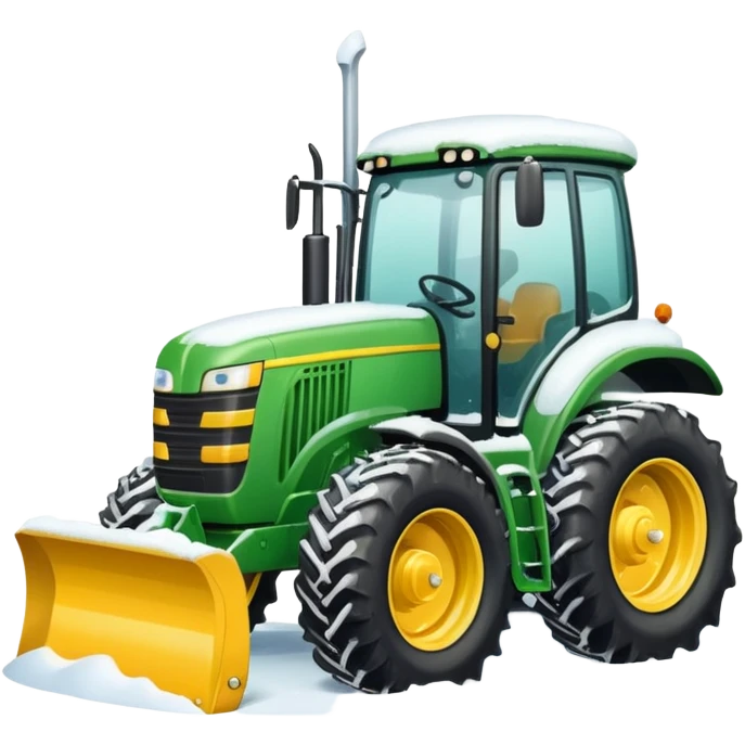 Big Green tractor with yellow blade pushing snow emoji
