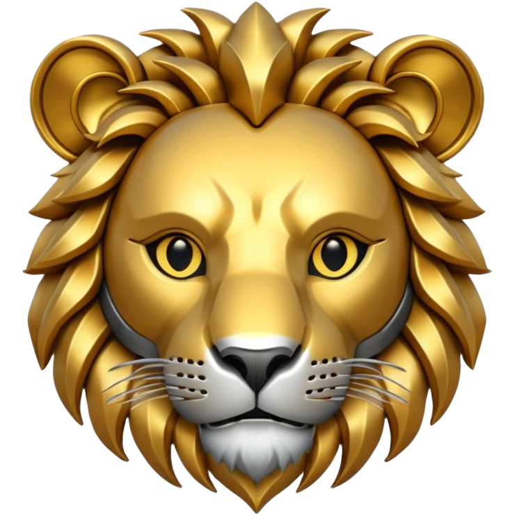 robot lion head with iron skin emoji
