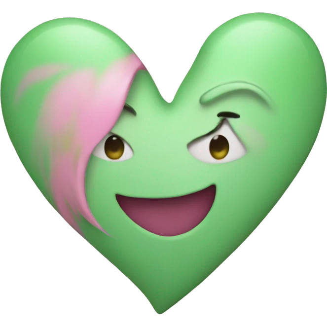 pink and green heart emoji