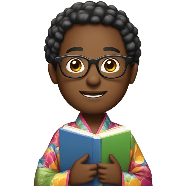 African American nerd in kimono emoji