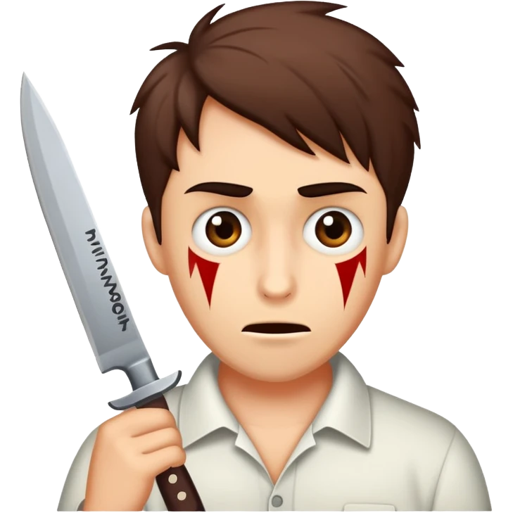 ‘knife play’ as text with a quizzical horny expression above it emoji