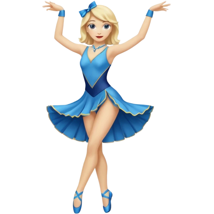 blue jazz style dance costume on blonde full body emoji