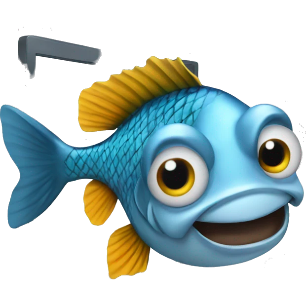 A fish using a computer emoji