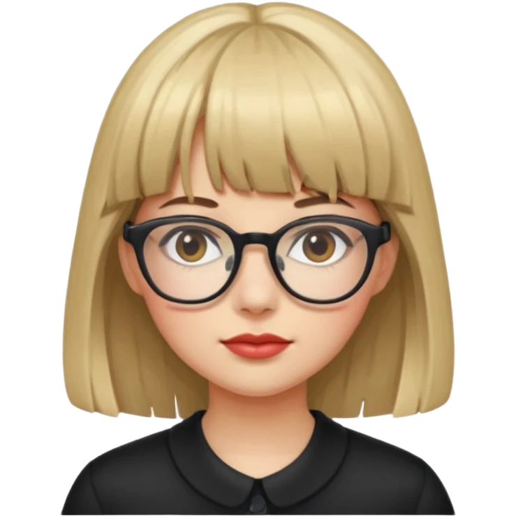 girl with bangs with glasses and accessorised emoji