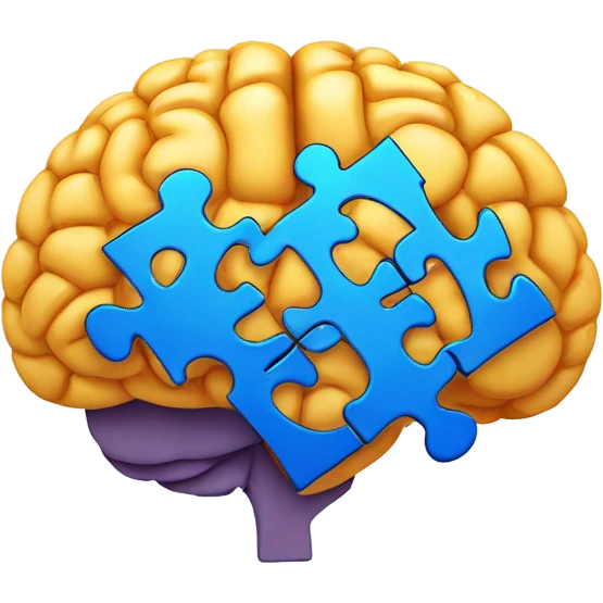 Mental health brain with puzzle pieces emoji