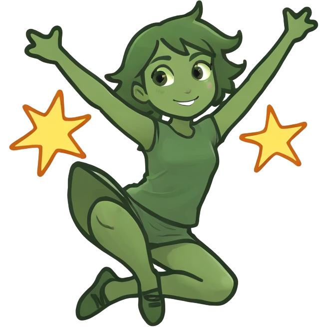 girl jumping making a star position emoji