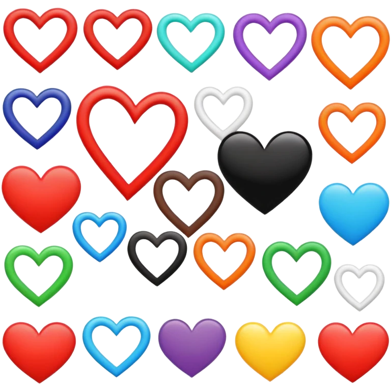 HEARTS STYLE PUCCA (ONLY HEARTS IN COLORS: BLACK, GREEN, RED, BROWN, YELLOW, ORANGE, BLUE, PURPLE, WHITE) emoji