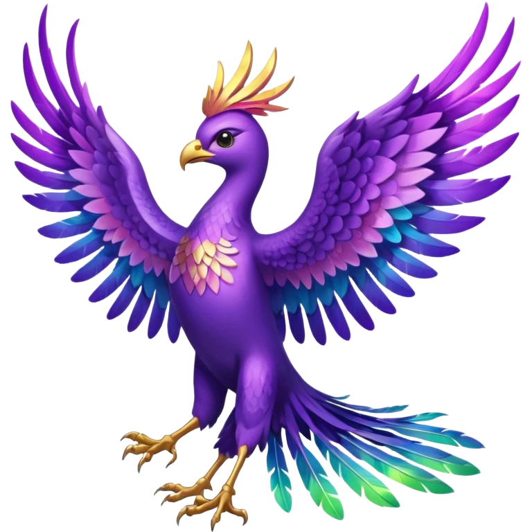 a  all purple pheonix with wings spread out emoji