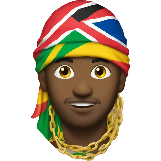  emoji with a durag with all the caribbean flags on it wearing gold chain emoji