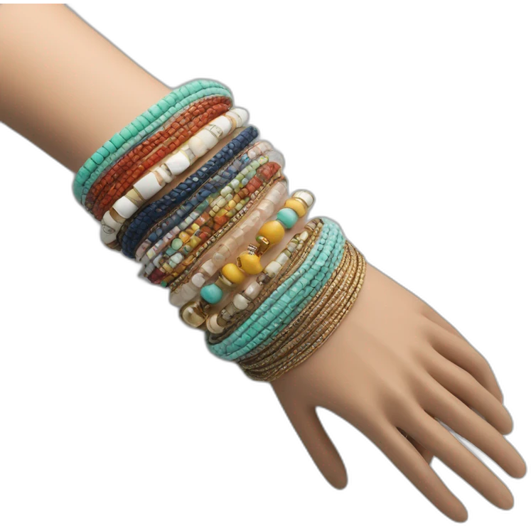 manikin hand with a stack of bracelets on wrist emoji