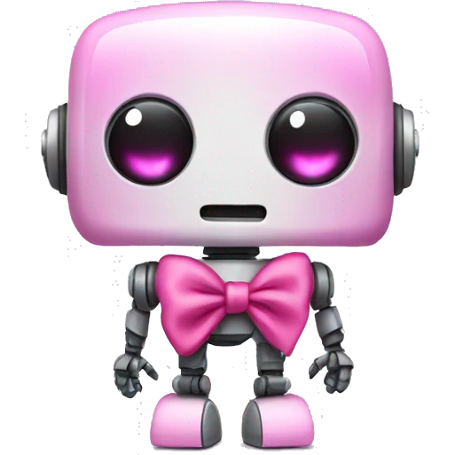 robot with a pink bow emoji